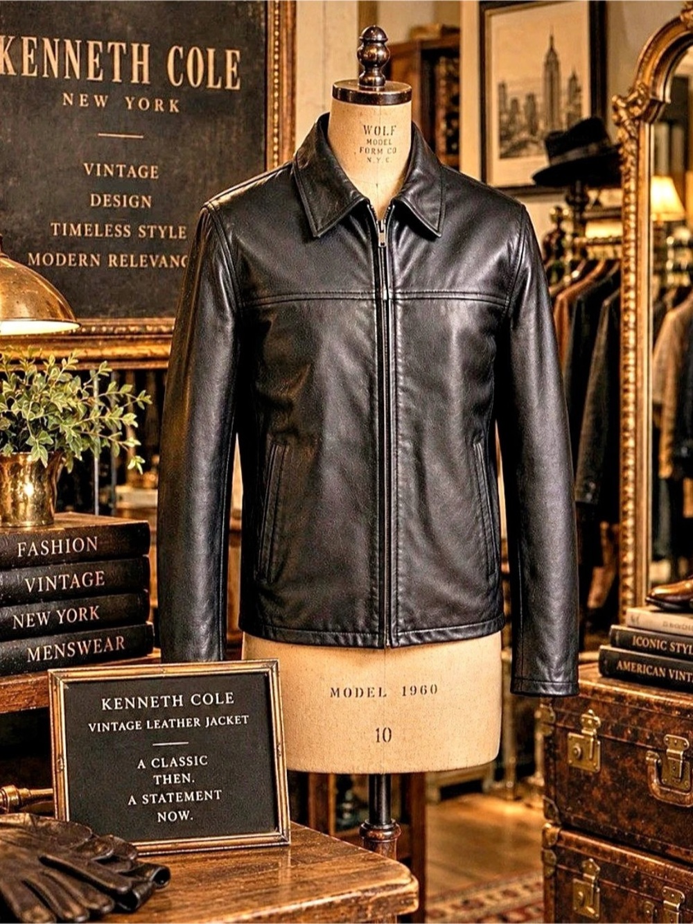 Kenneth Cole Leather Jacket in Black Size M - NWOT